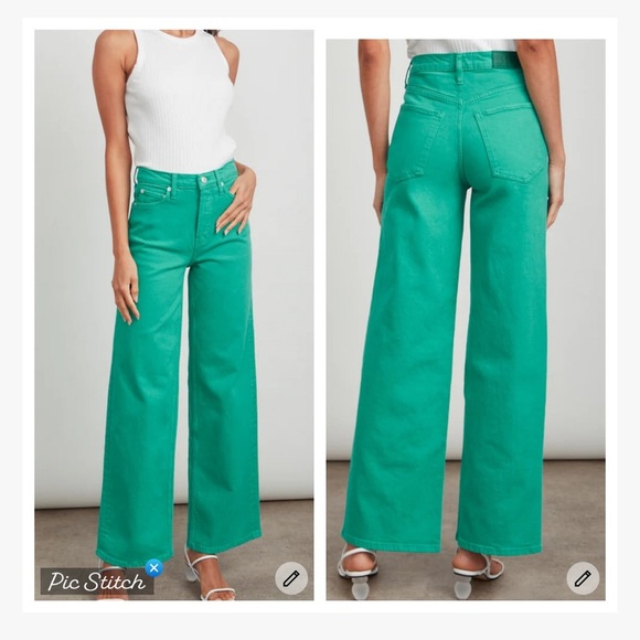 Rails The Getty High Rise Wide Leg Jeans Emerald - Picture 1 of 9